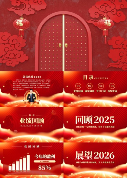 企业年度总结颁奖典礼节目汇演领导寄语PPT模板