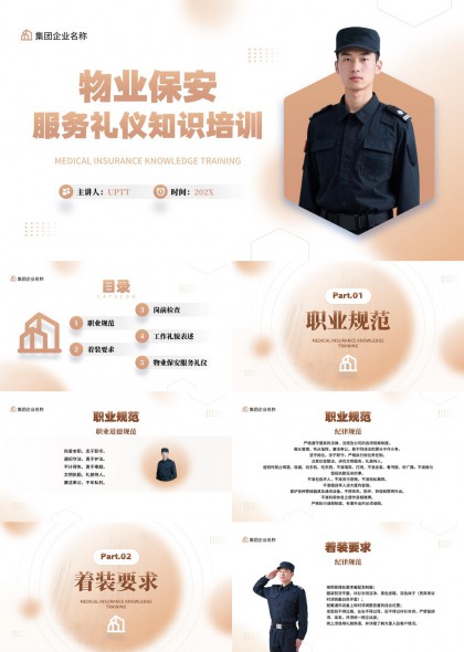 物业保安服务礼仪知识培训课件PPT模板