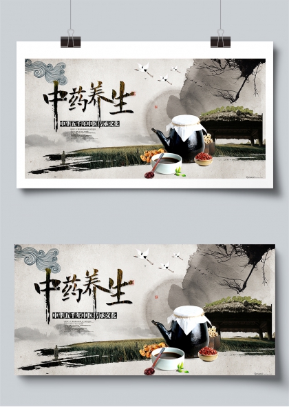 中药养生中华五千年中医传承文化展板