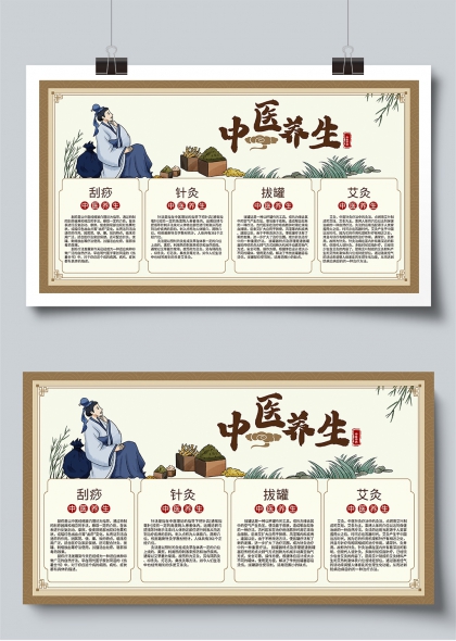 中医养生四大疗法古风科普展板