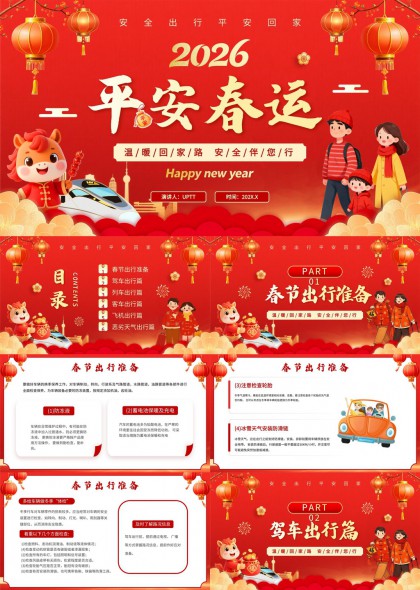 2026春节平安春运出行安全指南PPT模板