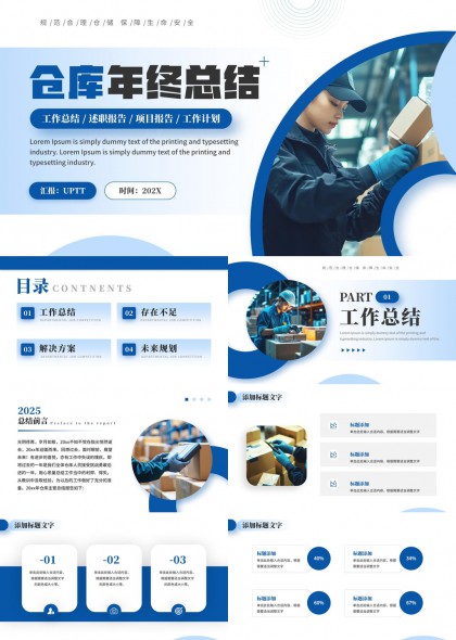 仓库物流年终工作总结汇报计划PPT模板