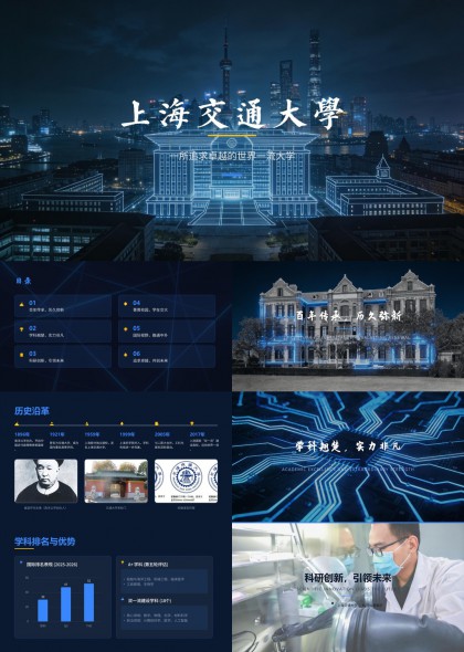上海交通大学百年传承PPT模板