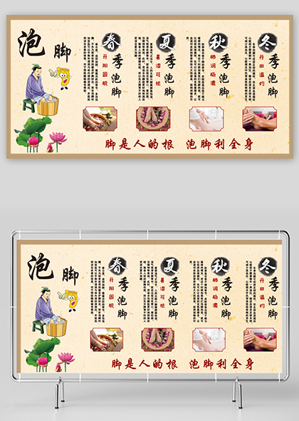 四季泡脚养生知识图解宣传展板