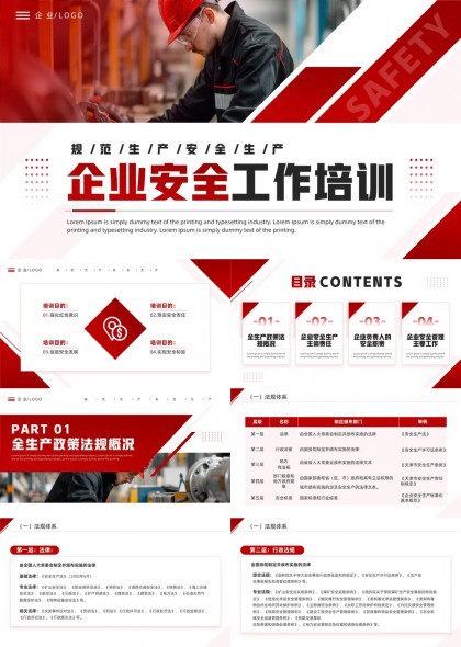 工业风企业安全生产法规培训与主体责任落实PPT模板