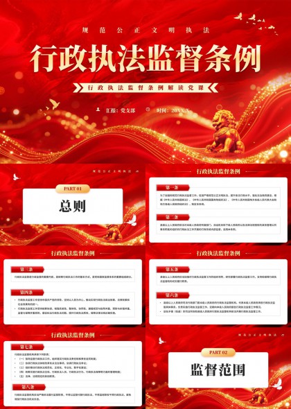 行政执法监督条例解读课件PPT模板