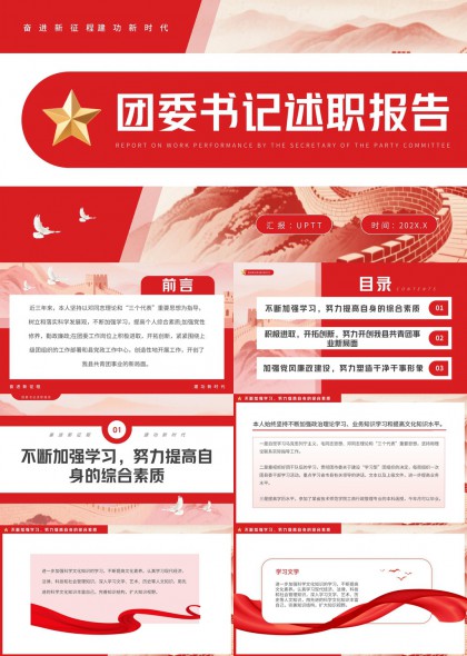 团委团组织书记述职报告PPT模板