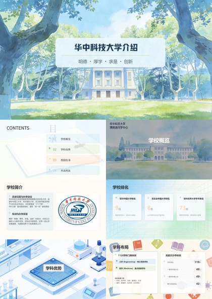 华中科技大学介绍PPT模板