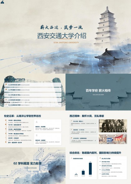 西安交通大学介绍PPT模板