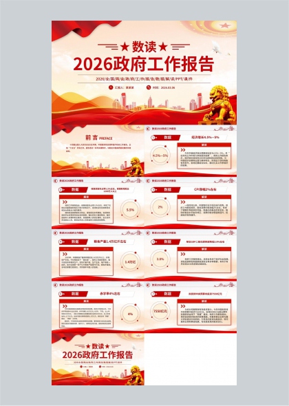 2026政府工作报告数据解读PPT模板