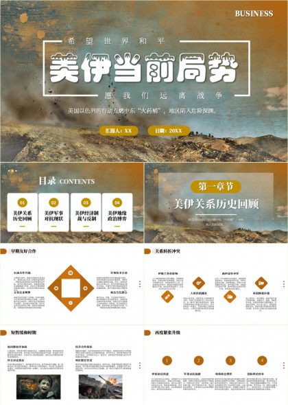 美伊关系历史回顾军事对抗现状PPT模板