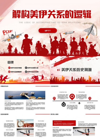 剪影风国际关系分析报告PPT模板