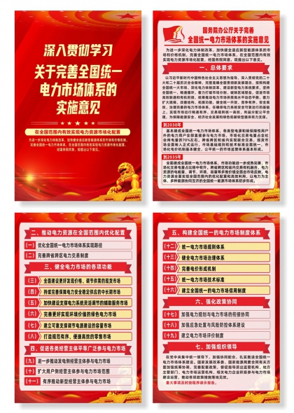 深化电力改革全国统一电力市场体系实施意见宣传海报