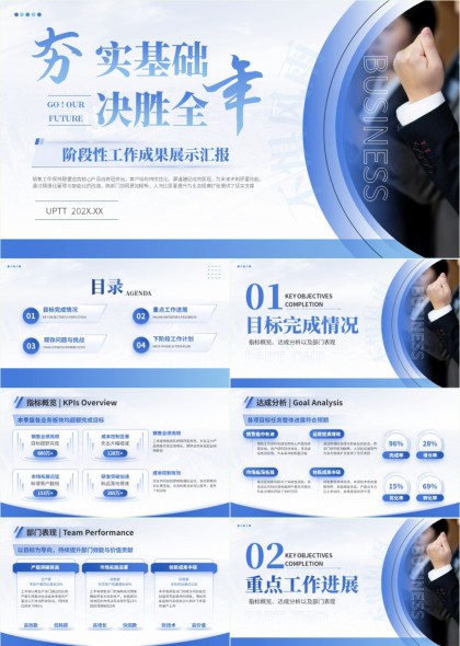 阶段性工作成果汇报总结与下阶段计划PPT模板