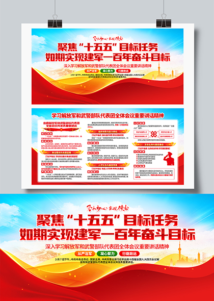 学习解放军和武警部队代表团全体会议重要讲话精神宣传展板