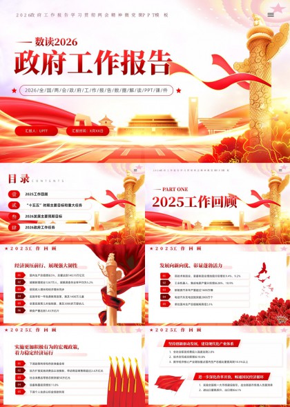 2026政府工作报告数据解读与任务规划PPT模板