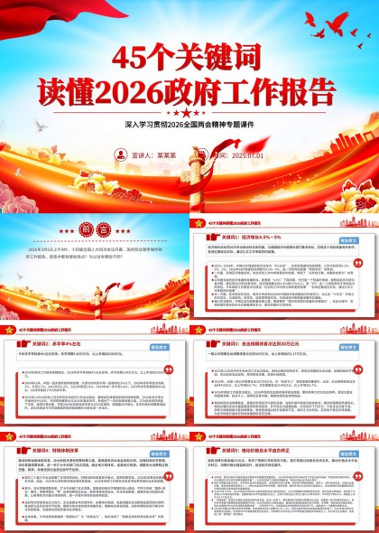 2026年政府工作报告45个关键词深度解读PPT模板