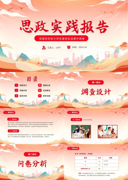 大学生思政实践调查报告PPT模板