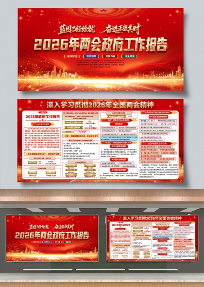 蓝图已绘就2026全国两会政府工作报告展板