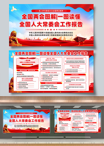 全国两会图解一图读懂人大常委会工作报告宣传展板