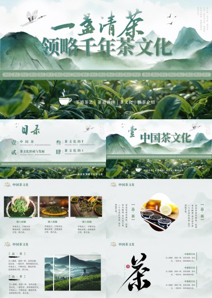中国茶文化历史传承与品鉴赏析PPT模板