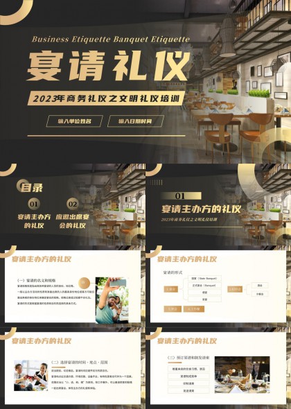 商务宴请礼仪规范与座次安排详解PPT模板