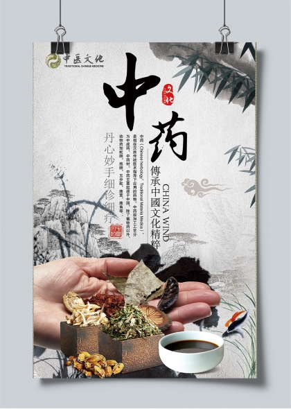 水墨风中医文化传承丹心妙手诊疗海报
