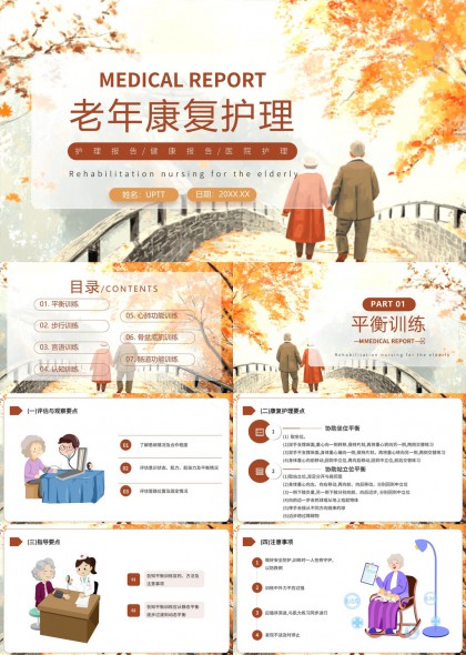 老年康复护理四大训练模块详解PPT模板