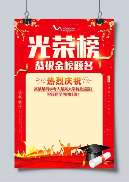 高考金榜题名热烈庆祝喜报海报