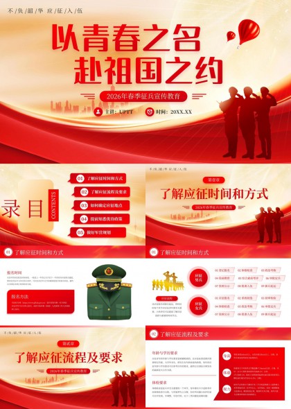 2026年春季征兵政策解读与军营规划PPT模板