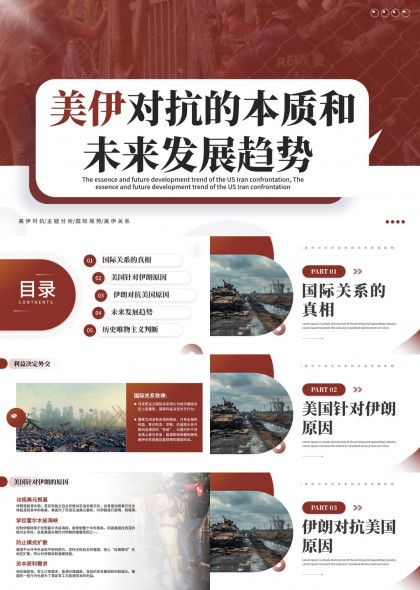 美伊对抗本质与未来趋势分析国际关系PPT模板