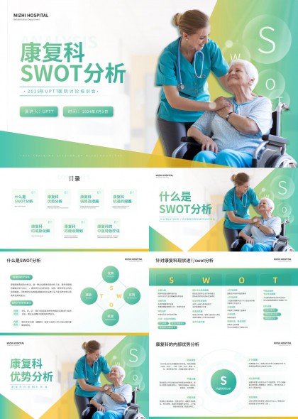 医疗风康复科SWOT分析与中医特色疗法PPT模板