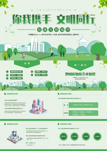 文明城市创建宣传科普教育PPT模板