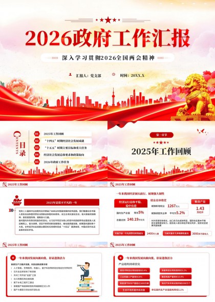 2026政府工作汇报深入学习贯彻全国两会精神PPT模板