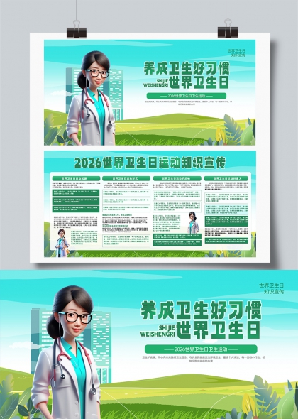 养成卫生好习惯2026世界卫生日知识宣传展板