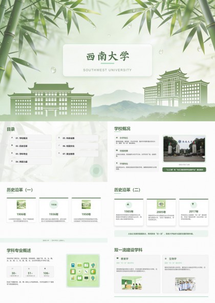 西南大学PPT模板