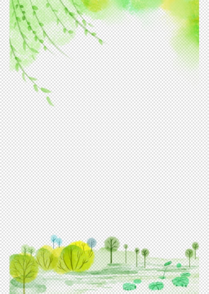 清新水彩风绿色柳枝垂落田园风景免抠插画元素