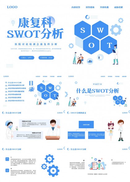 医疗健康行业康复科SWOT分析与中医特色疗法应用PPT模板