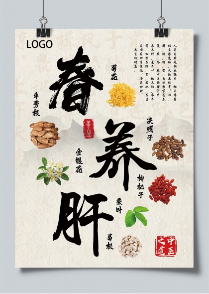 春季养肝中医食疗药材主题海报