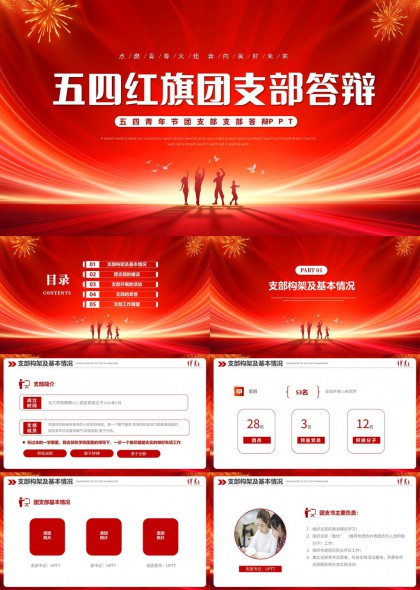 五四红旗团支部答辩汇报PPT模板