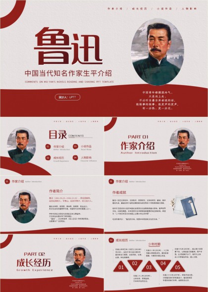 鲁迅生平事迹与文学成就PPT模板