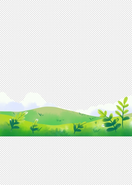 绿色手绘丘陵草地风景免抠自然景观插画元素