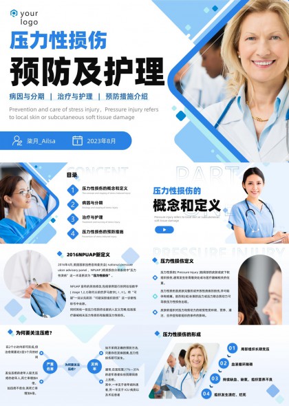 医疗护理人员压力性损伤预防与护理知识讲解PPT模板