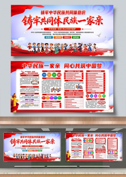 铸牢中华民族共同体意识同心共筑中国梦展板