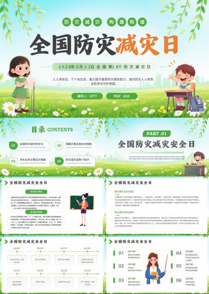 防灾减灾日科普PPT模板