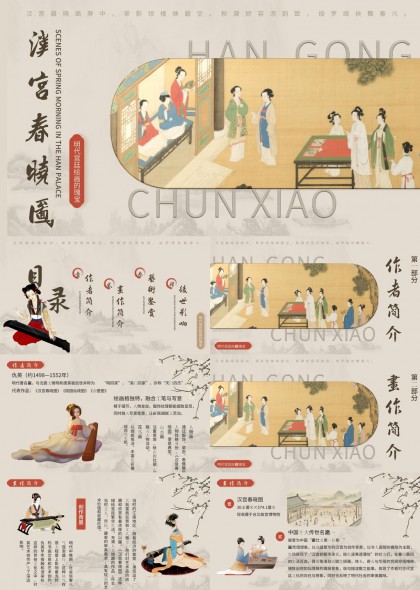 明代宫廷绘画汉宫春晓图赏析与艺术鉴赏PPT模板