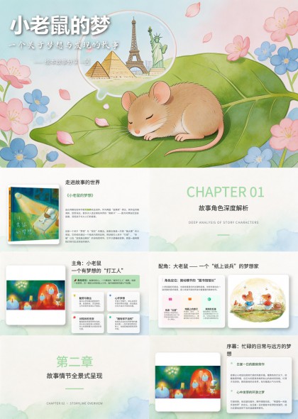 小老鼠的梦想与现实主题绘本故事分享PPT模板