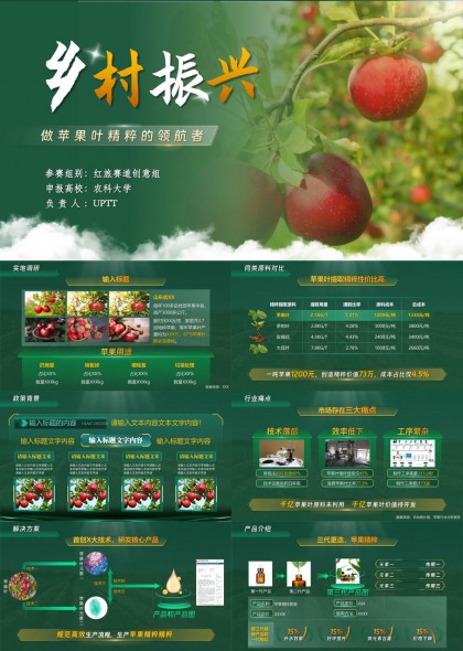 生态农业苹果叶精粹研发与乡村振兴项目汇报PPT模板