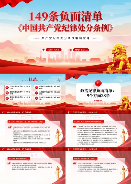 中国共产党纪律处分条例负面清单详解PPT模板