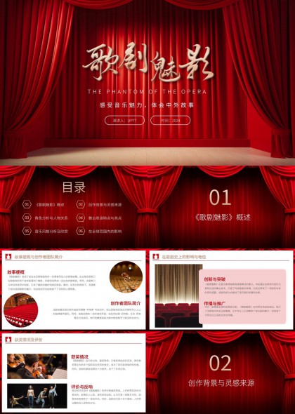 歌剧魅影音乐剧赏析与舞台艺术解析PPT模板